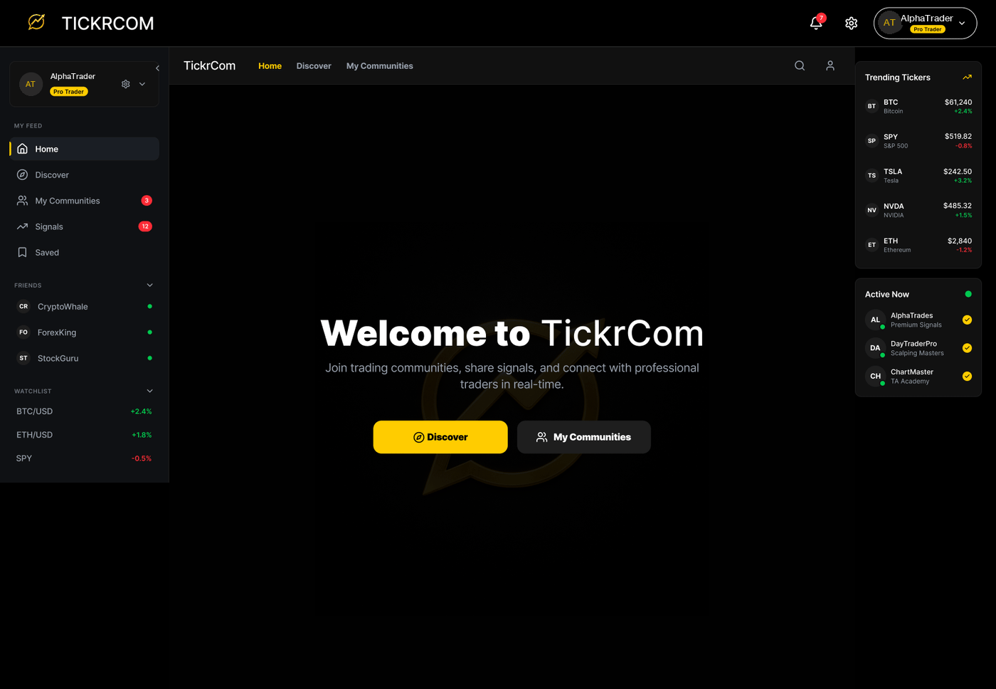 TickrCom home