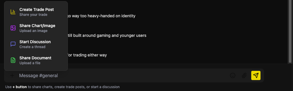 Community conversation — shared charts, embeds and the composer